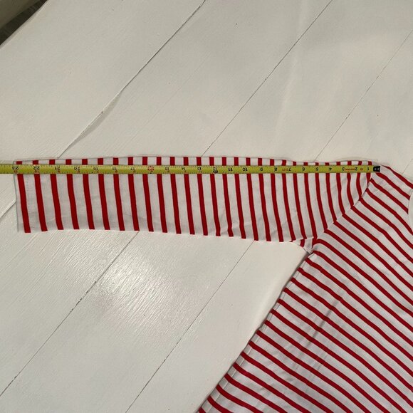 J.CREW Women's Oska Stripe White and Red with 3 Gold Button-shoulder Tee Size M - Picture 10 of 11